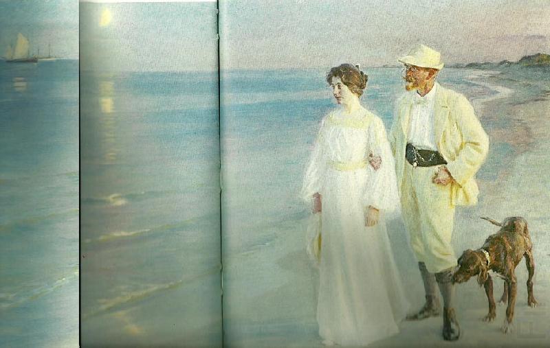sommeraften ved skagens strand, kunstneren med hustru, Peter Severin Kroyer